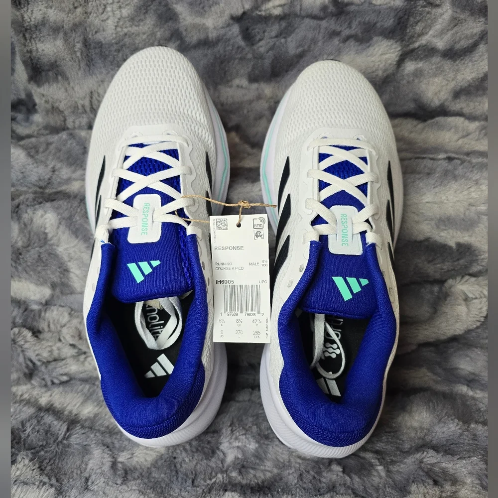 NWB adidas Men's Response Running Shoes In White‎ Aurora Ink Flash Aqua Size 9